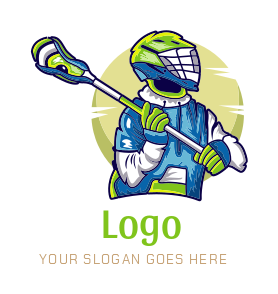 logo editor of lacrosse man illustration in circle