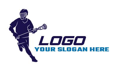sports logo lacrosse man running with stick