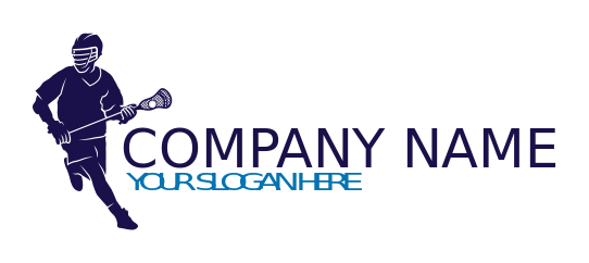 sports logo lacrosse man running with stick