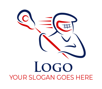 sports logo man with lacrosse stick and ball
