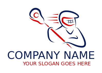 sports logo man with lacrosse stick and ball
