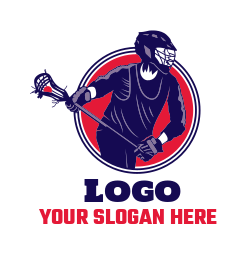 sports logo lacrosse man with stick in circle