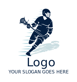 sports logo man with lacrosse stick running