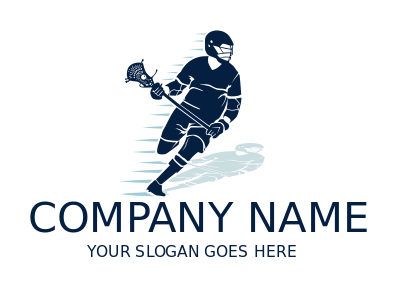 sports logo man with lacrosse stick running