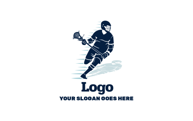 lacrosse man with stick running illustrative logo sample