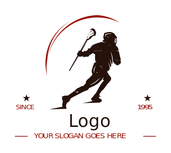 sports logo icon lacrosse man with swoosh