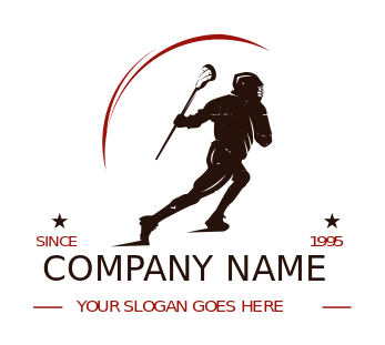 sports logo icon lacrosse man with swoosh