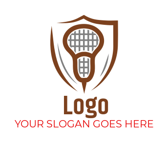 sports logo icon lacrosse stick in shield