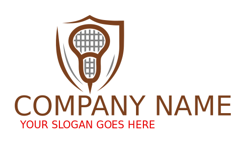sports logo icon lacrosse stick in shield