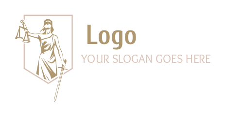 law firm logo icon lady justice in shield