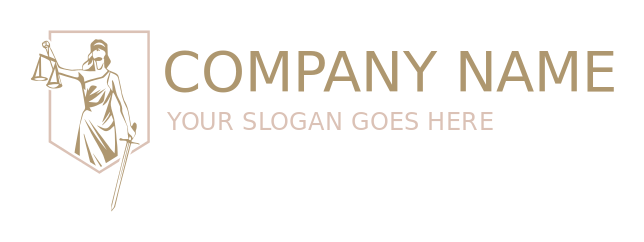 law firm logo icon lady justice in shield