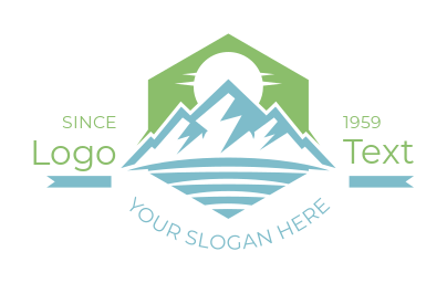 travel logo maker lake mountains with sun