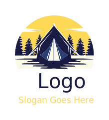 travel logo landscape campsite with pine trees