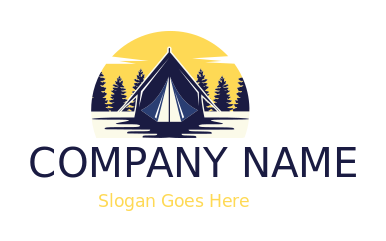 travel logo landscape campsite with pine trees