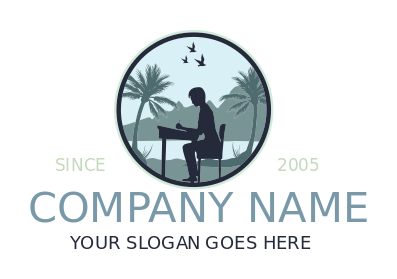 publishing logo landscape writer at the beach