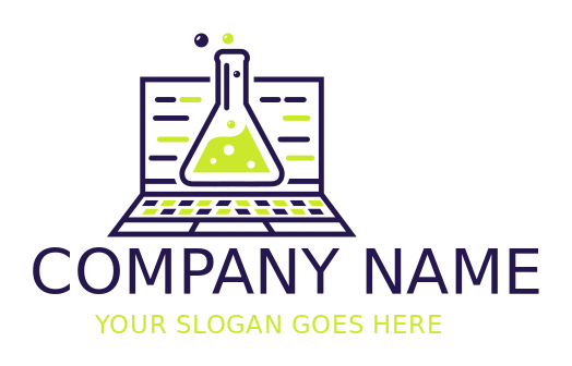 research logo chemical flask on laptop