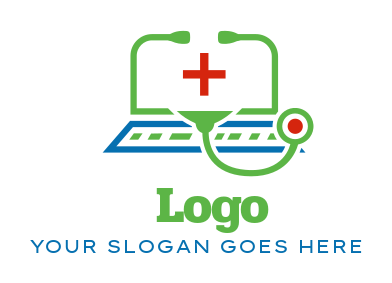 medical logo laptop merged with stethoscope