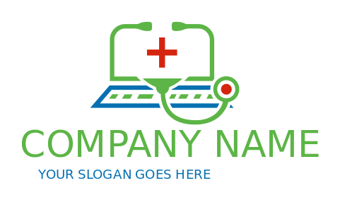 medical logo laptop merged with stethoscope