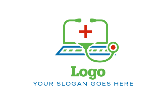 medical logo laptop merged with stethoscope