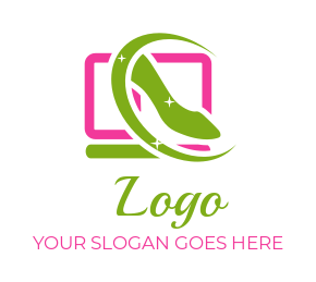 apparel logo shoe with swoosh on laptop