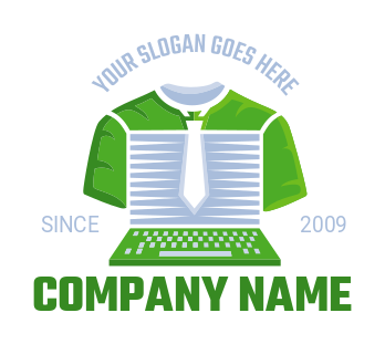recruitment logo suit tie merged forming laptop