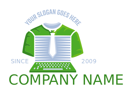 recruitment logo suit tie merged forming laptop