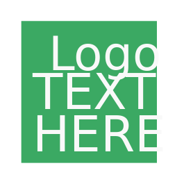 large green square with text based company name 