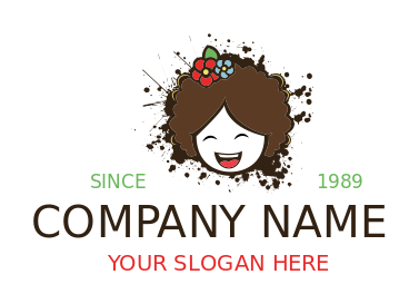 childcare logo doll with flowers on hair