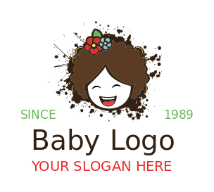 childcare logo doll with flowers on hair