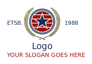 laurel wreath around circle with military star and stripe icon