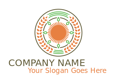 agriculture logo laurel wreath sun and leaves 