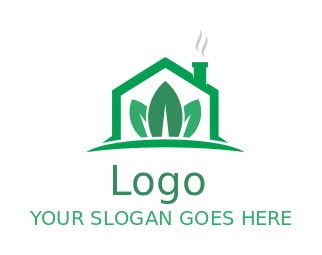 real estate logo leaf in the house with smoke