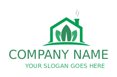 real estate logo leaf in the house with smoke