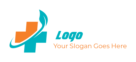 medical logo of leaf merged with medical cross