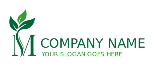 alphabets logo leaves incorporated on Letter M