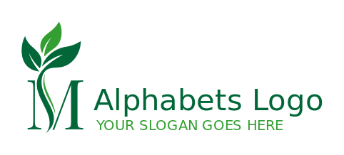 alphabets logo leaves incorporated on Letter M