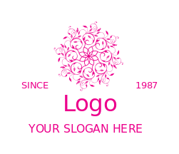 beauty logo flower with leaves and circle