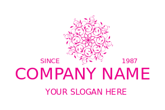 beauty logo flower with leaves and circle