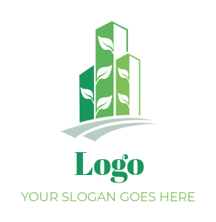 create a landscape logo with leaves in building 