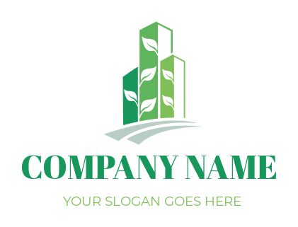 create a landscape logo with leaves in building 