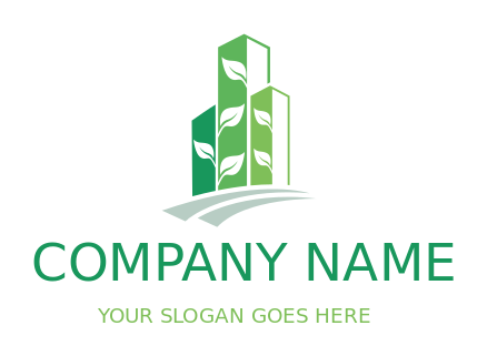 create a landscape logo with leaves in building 