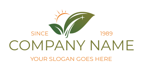 landscaping logo template leaves with sun