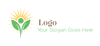 childcare logo of leaves person with sun rays