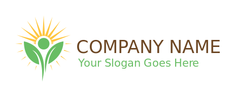 childcare logo of leaves person with sun rays