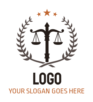 law firm logo scales of justice with wreath