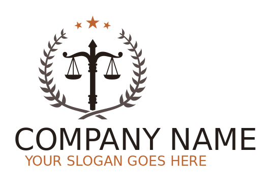 law firm logo scales of justice with wreath