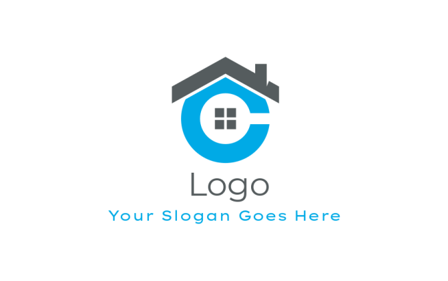 Design a Letter C logo letter c in shape of home windows