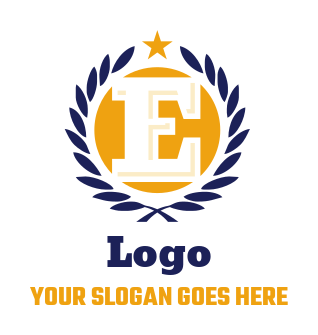 Letter E logo in circle with wreath