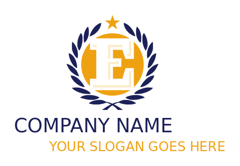 Letter E logo in circle with wreath