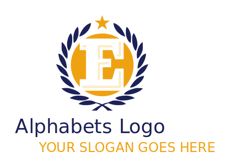 Letter E logo in circle with wreath